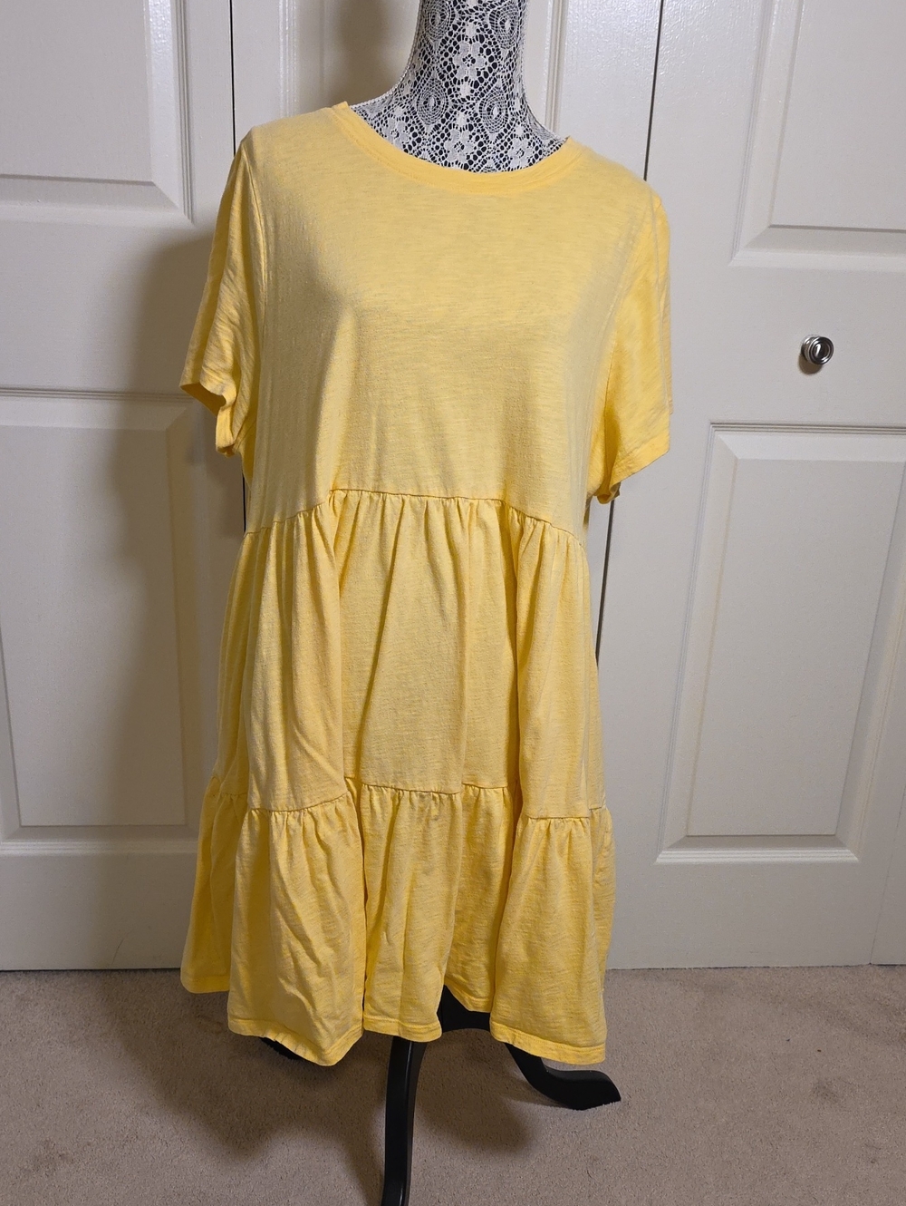 Old Navy Yellow Short Sleeve Tiered Dress